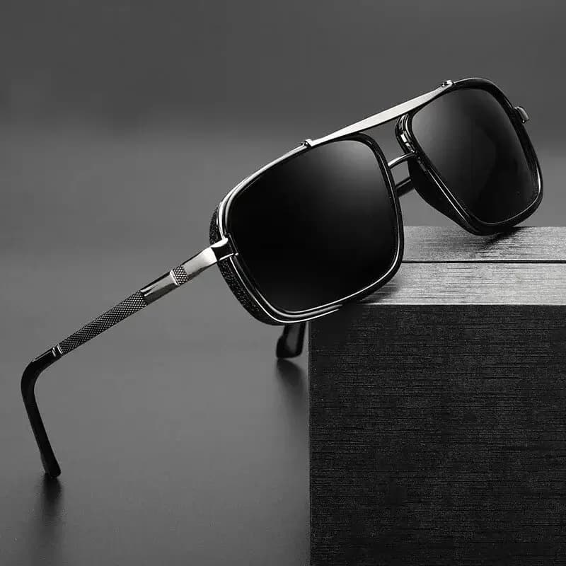 New Punk Style Square Sunglasses for Men with UV400 Protection and Twin-Beam Design