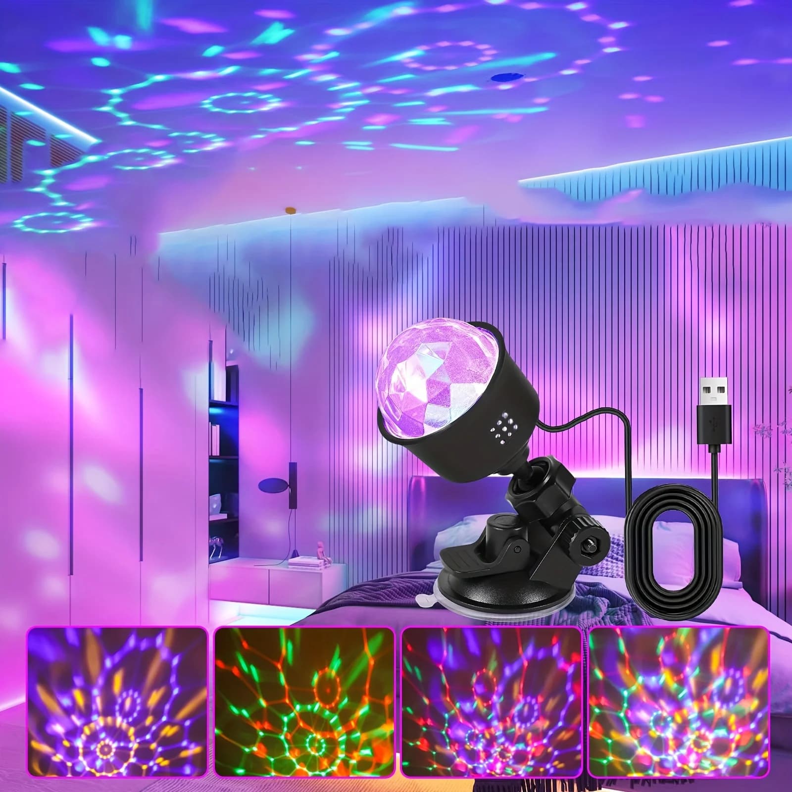 Pop Mini LED Stage Disco Light Alimentato tramite USB Proiettore Luce RGB Luce notturna Rotazione automatica per auto Lampada KTV Decorazioni per feste di Natale