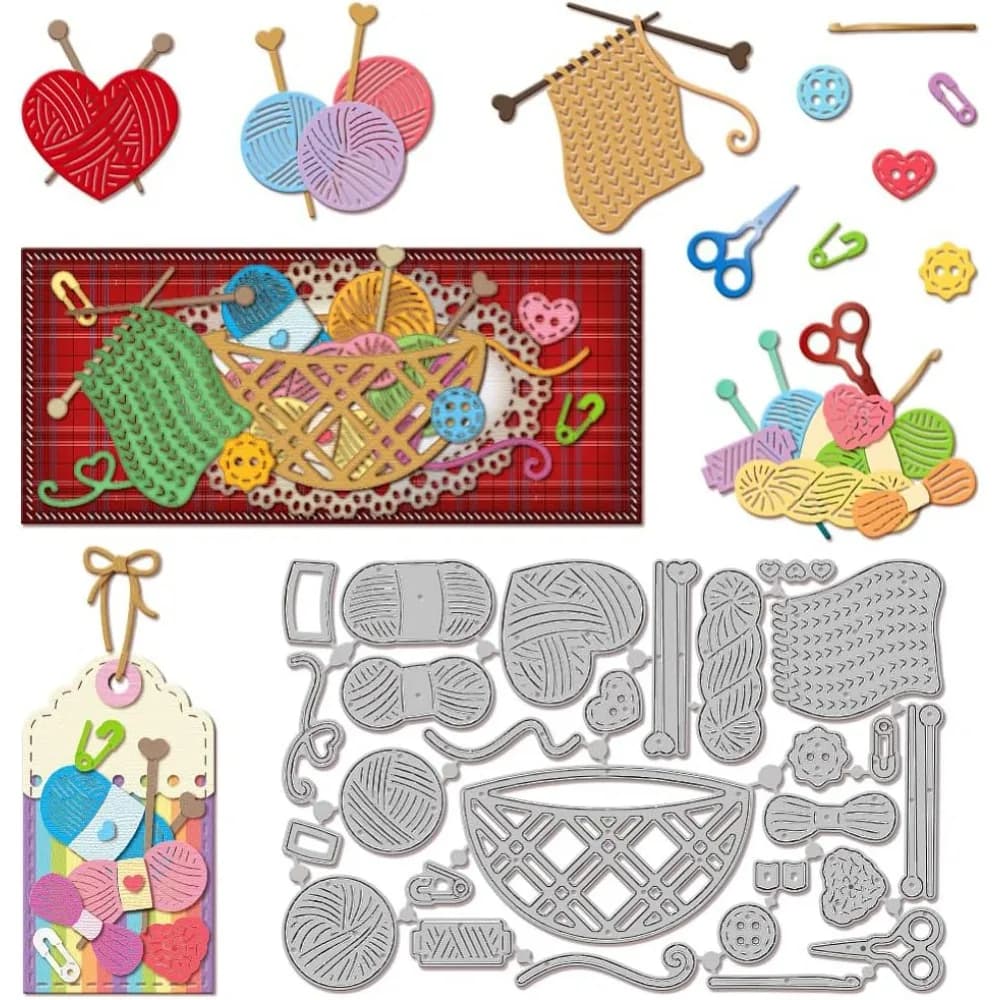 Fustelle per filo ad ago da cucito per la creazione di cartoline, fustelle in metallo per maglieria, modelli di fustelle per diario di scrapbooking