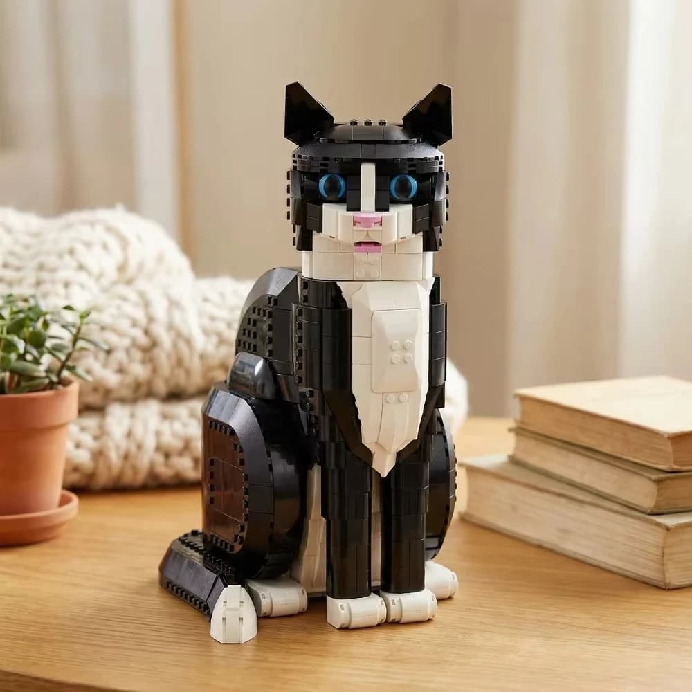 Nuovi blocchi da costruzione a forma di gatto 2026, blocchi da costruzione a forma di animali, giocattoli creativi in mattoncini, regali di compleanno 1710 pezzi