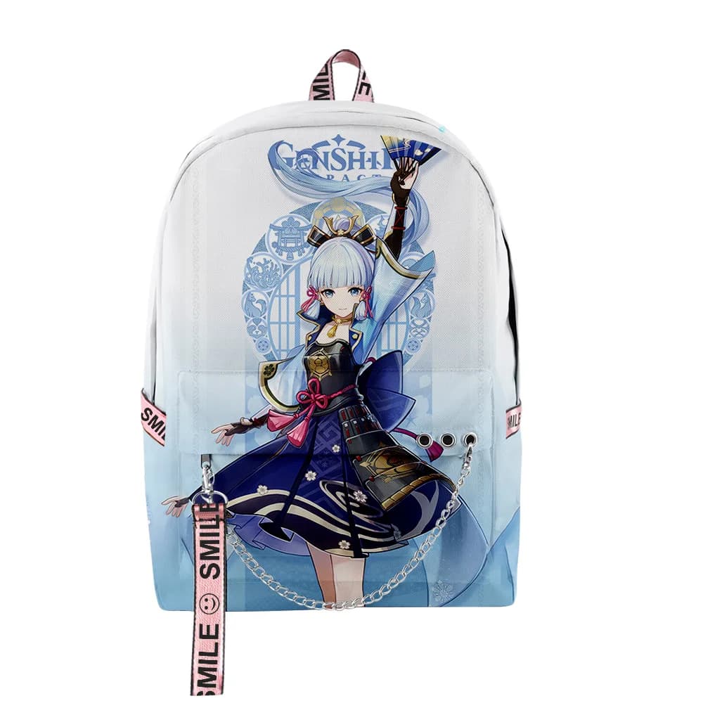 Hip Hop Popolare Genshin Impact Kamisato Ayaka Borse da scuola Zaini da viaggio multifunzione per notebook impermeabili 3D Oxford unisex