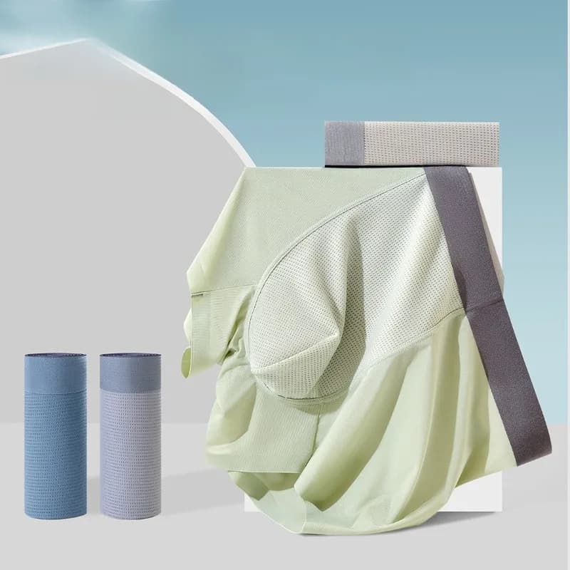 3PCS Ice Silk Underwear Men's Hollow Mesh Breathable Spring and Summer Thin Men's Underwear 7A Bacteriostatic Boxers New