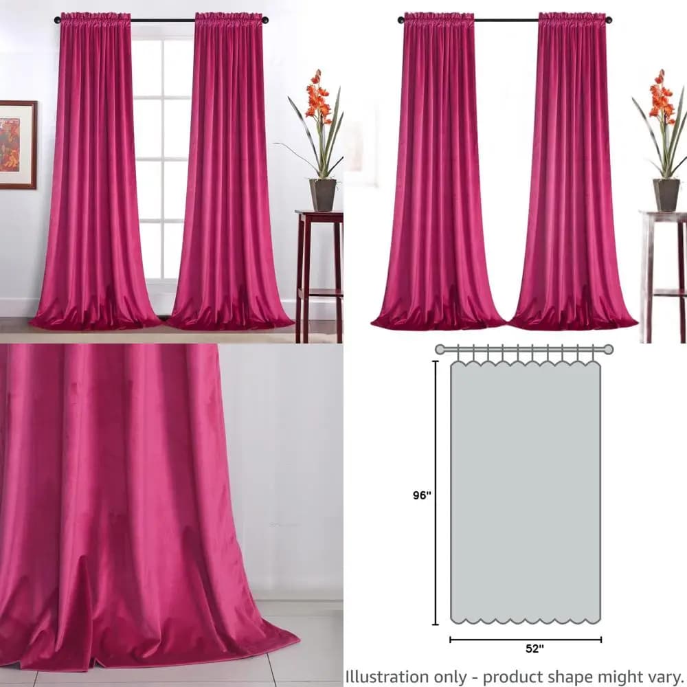 Velvet berries with thermal insulation, length 96, set of 2 panels, pocket for rod, for living spaces