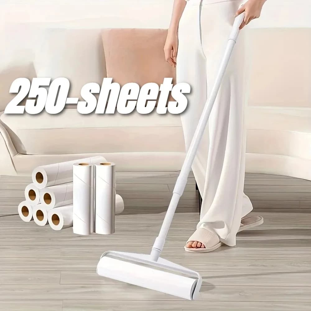 Long Handled Cotton Roller, Sofa Carpet Cleaner, Large Adhesive Tear Off Brush, Pet Hair Removal Roller，Lint Roller