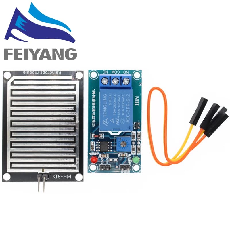 Rainwater sensor module + relay control module DC 5V 12V Rain sensor Water raindrop detection module for robot kit Arduino