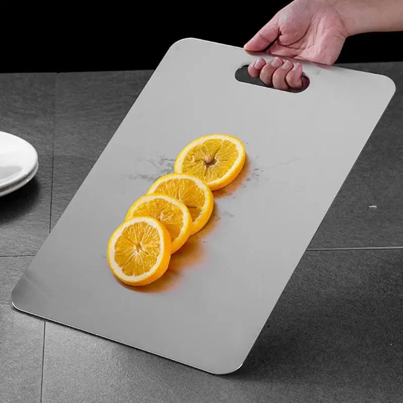 Tagliere doppio spesso in acciaio inossidabile per cucina domestica, cucina, campeggio all'aperto, escursionismo, zaino in spalla