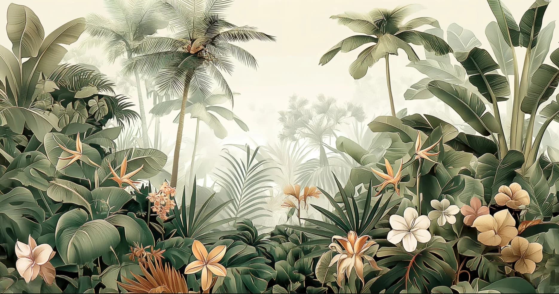 Carta da Parati Personalizzata con Piante Tropicali, Murale Foresta Pluviale per Soggiorno e Camera da Letto, Sfondo TV con Foglie di Banana, Carta da Parati 3D