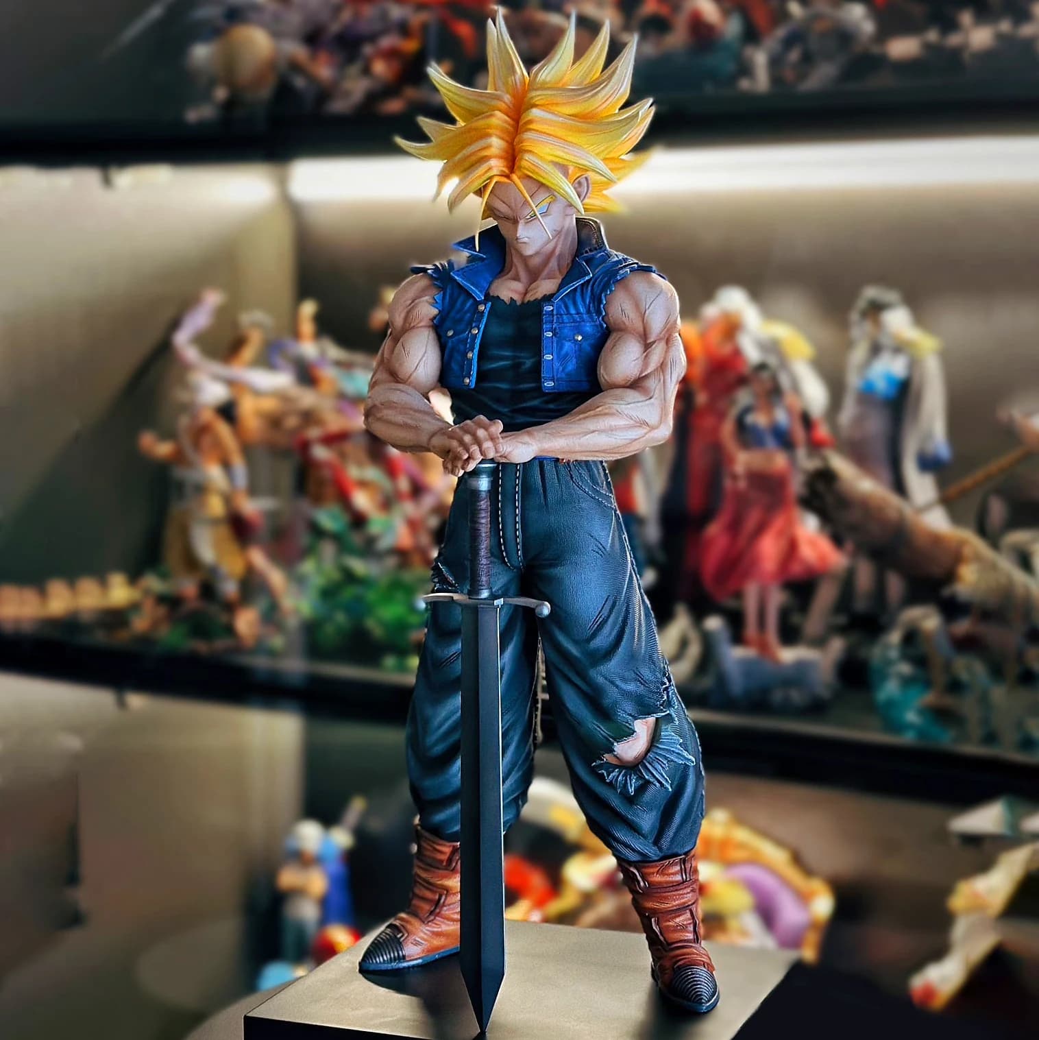 Figure Anime Dragon Ball Z Fighters Trunks 22.5cm, Super Saiyan Trunks Model, Character Collection, Decoration, Toy