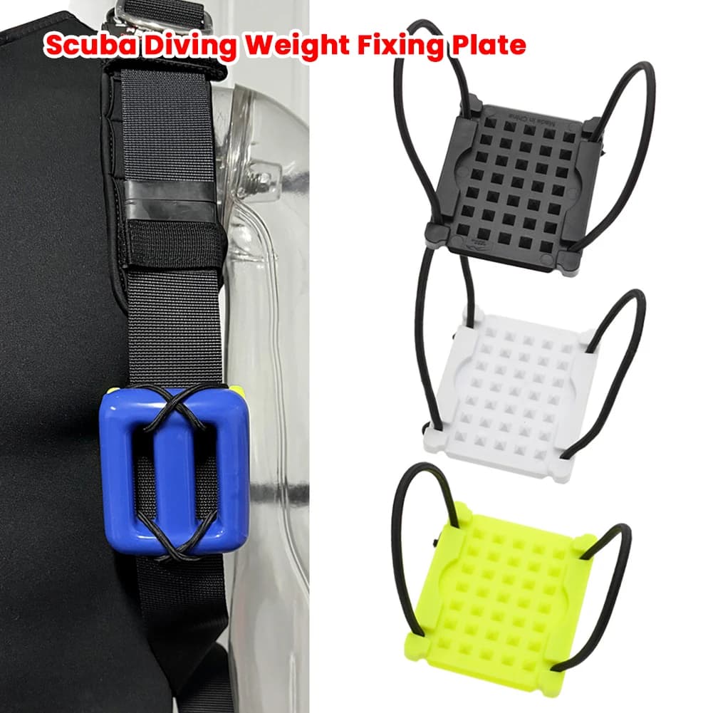 Adjustable and Resistant Underwater Weight Fixing Plate, Designed for Underwater Equipment with Flexible Elastic Corda and Safe Rivet Fixing