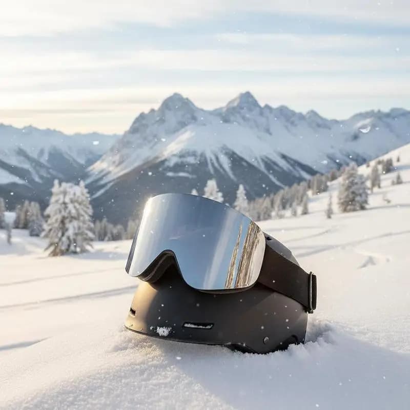 Occhiali da sci senza montatura 200 mm per sci, pattinaggio, snowboard, lente cilindrica magnetica con rivestimento Revo a specchio argentato, montatura in TPU