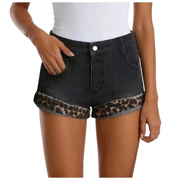 Shorts in Jeans da Donna Estivi, Elasticizzati, a Vita Media, Casual, con Tasche, Stile Streetwear