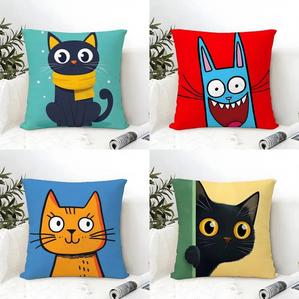 Fodera per cuscino con motivi divertenti e sorprendenti, in cotone e lino, con cerniera quadrata, decorativa per la casa, per il soggiorno