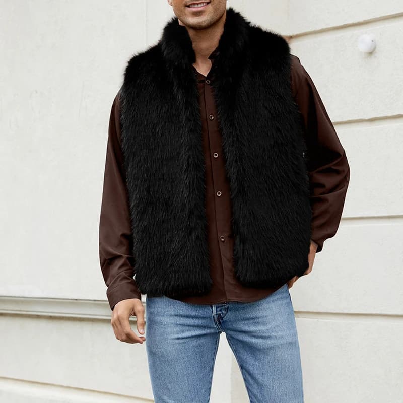 Giacca invernale da uomo senza maniche in pelliccia sintetica per abiti casual eleganti Gilet caldo da indossare ogni giorno