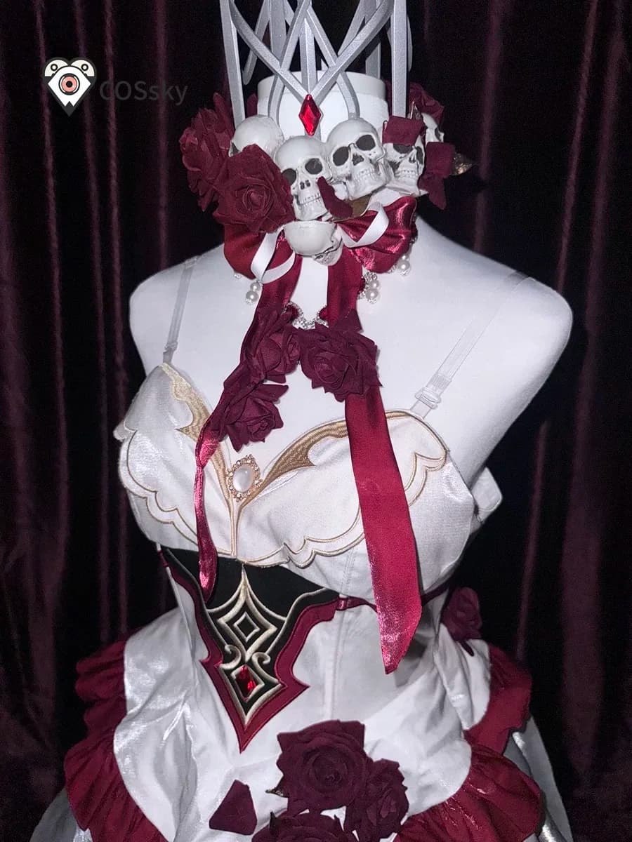 Game Identity V Michiko Mary Bloody Queen Cosplay Costume Halloween Carnival Women's Gorgeous Dress Necklace Headwear Props