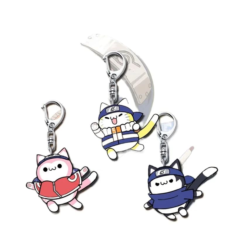 Cute Cat Version Naruto Acrylic Keychain Set Sasuke Sakura Naruto Anime Charms with Star-Shaped Clasp Gift Exquisite gift