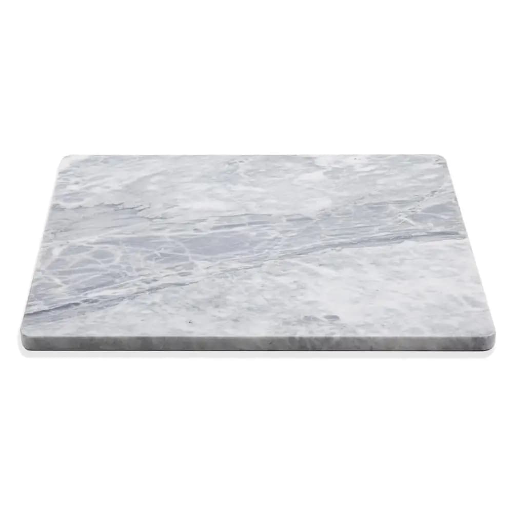 Tagliere in Marmo Naturale per Cucina, 16x20 Pollici, Grigio con Venature Bianche, Grande Tavola in Marmo per Pasticceria con Base Antiscivolo
