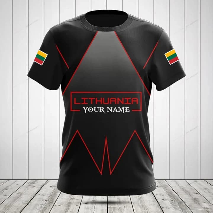 Custom Name Summer Casual Lithuania Flag Graphic T-shirts Cool Men's Fashion Jersey Soft Short Sleeve Tops Fast Dry Sportswear