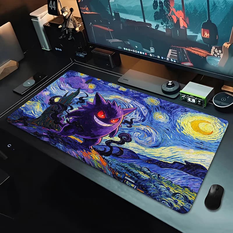 Tappetini per mouse in stile artistico, tappetini da scrivania per ufficio, tappetini per tastiera Varmilo, accessori da gaming Anime Pokemon Gengar, mousepad XXL per eSports.