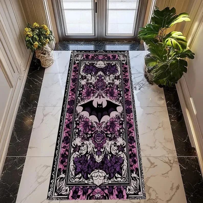 Tappeto Gotico con Motivo Pipistrello per Arredamento Casa, Tappeto Occulto per Ingressi, Corridoi, Passaggi, Scale, Lavanderie e Cucine