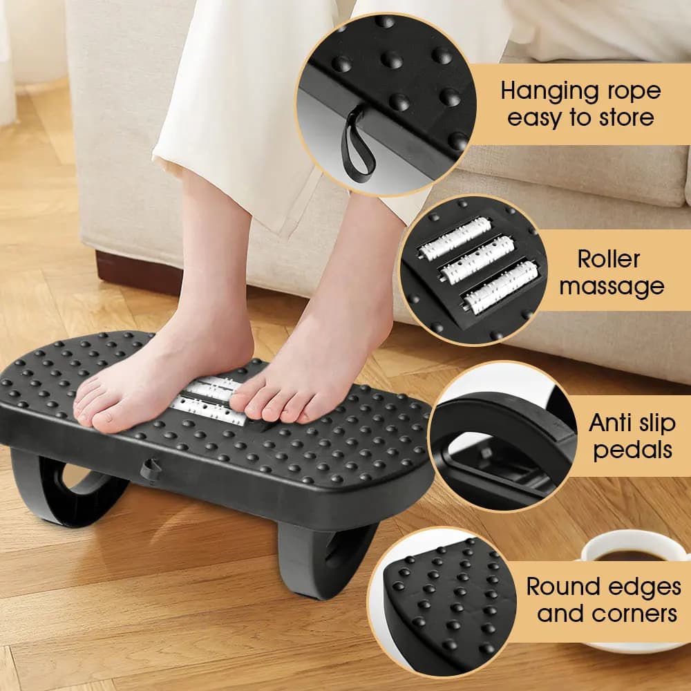 Poggiapiedi portatile per ufficio domestico Poggiapiedi ergonomico sotto la scrivania Poggiapiedi con rulli massaggianti altalena Allevia l'affaticamento delle gambe in vita
