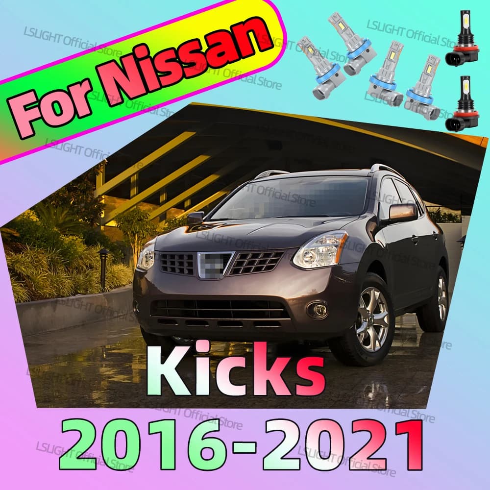 2/6x Two Sided CSP 3570 High Low Beam 28000LM LED Headlight Bulbs 6000K Fog Lamps For Nissan Kicks 2016-2021 2017 2018 2019 2020