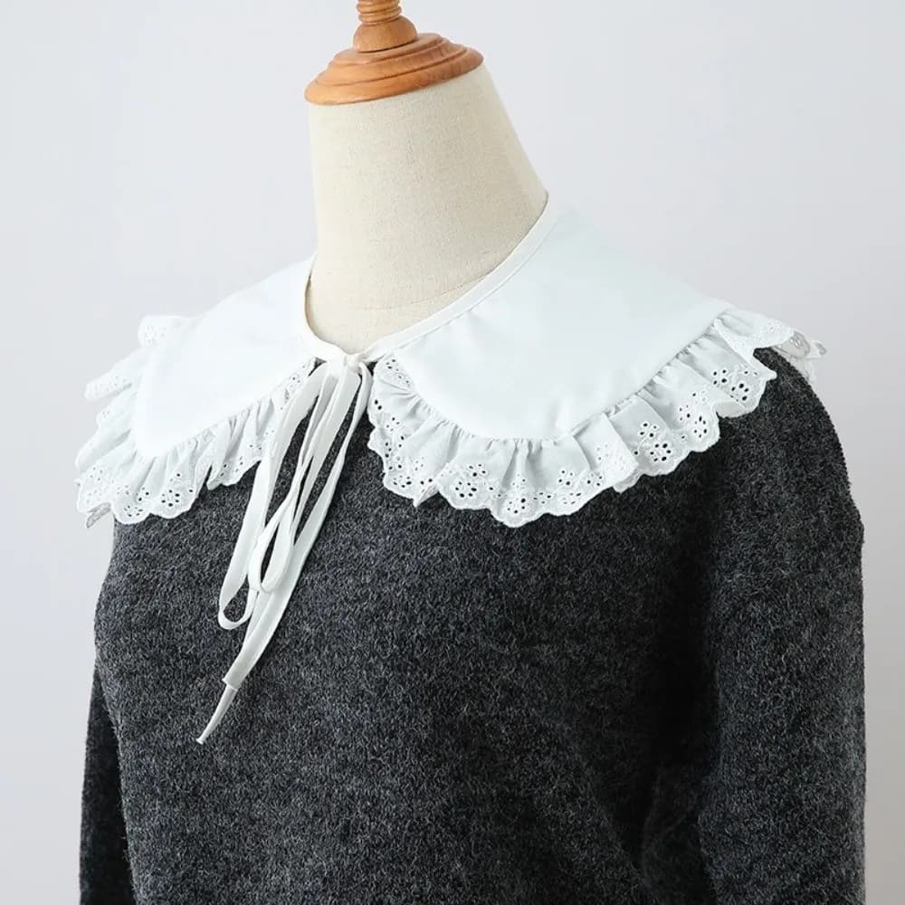 Colletto finto in pizzo bianco alla moda, stile vintage, tinta unita, stile casual chic, colletto finto staccabile, uso versatile