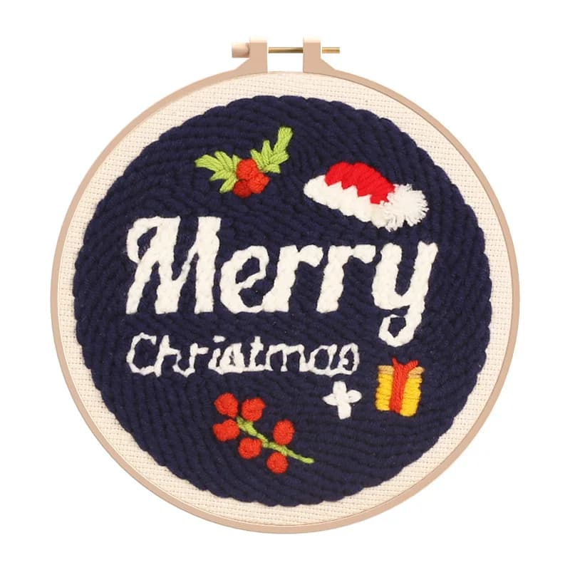 Punch Needle Embroidery Easy to Stitchwork Handmade Fabric Hoop Yarn