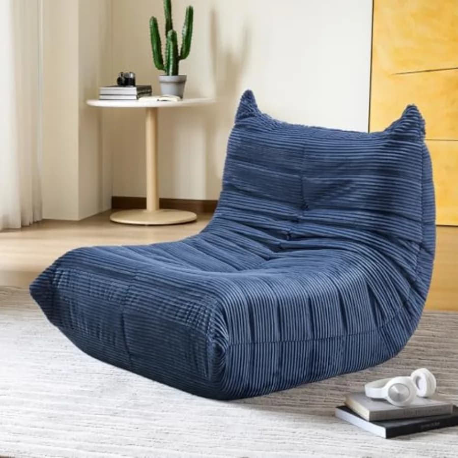 Poltrona Sacco Grande Gialla per Adulti - Divano Angolare da Terra per Salotto, Camera da Letto, Sala Giochi - Salvaspazio, Singolo