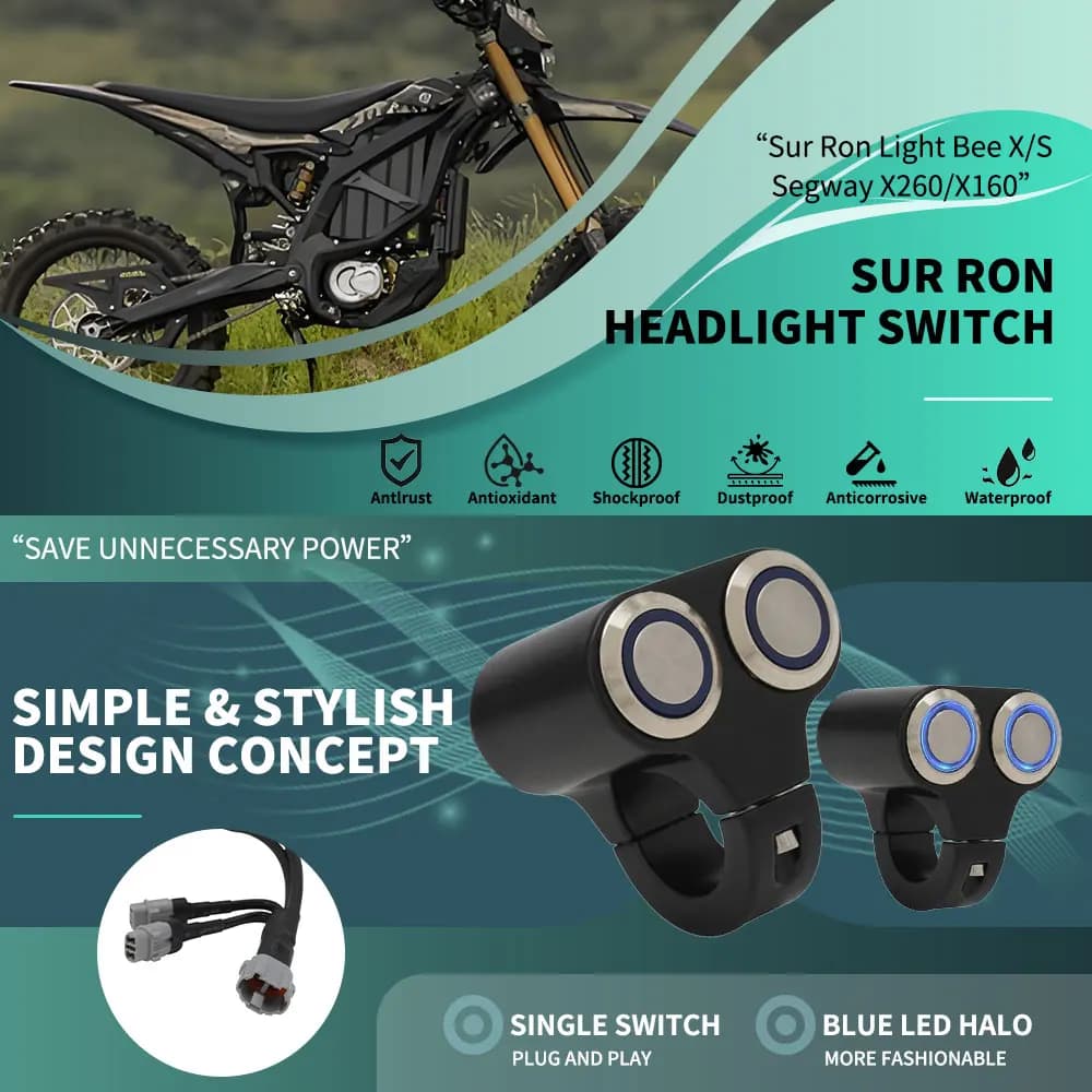 Interruttore della luce impermeabile per moto Interruttore del faro Doppio interruttore universale per parti di bici da cross elettrica SURRON Light Bee SX