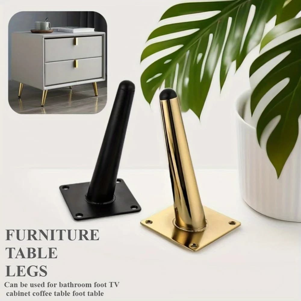 4 pezzi Gambe per mobili per tavolino Supporto per mobile TV Gambe per tavoli fai-da-te Finiture in oro nero Gambe del divano elevano l'altezza dei mobili
