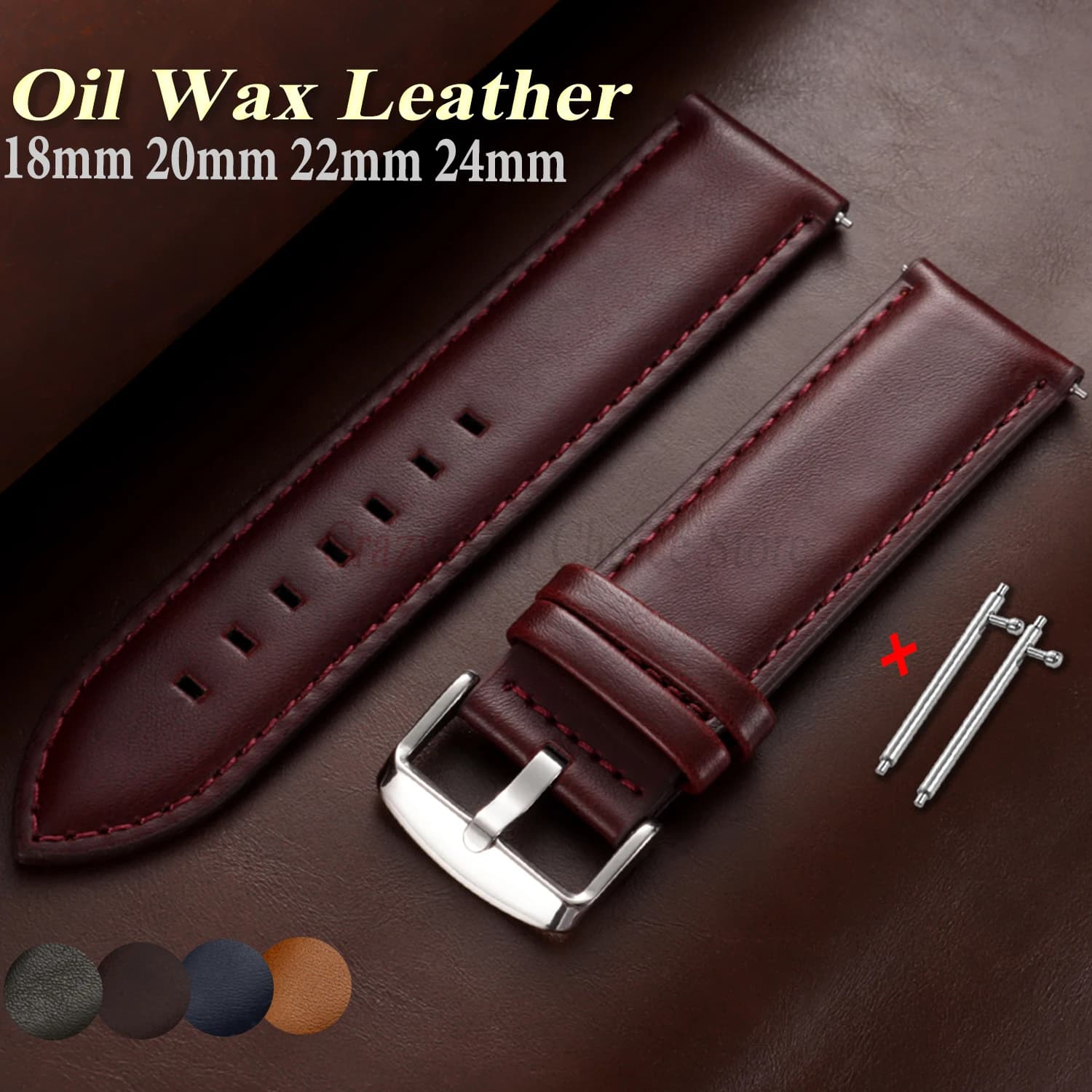 Oil Wax Cowhide Watch Band 18mm20mm22mm 24mm Universal Strap Bracelet Quick Release Leather for Men Women Wrist Vintage Business