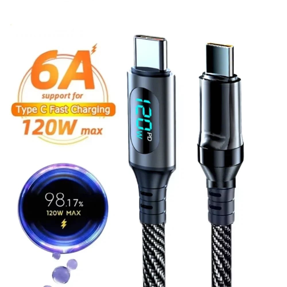 Cavo di Ricarica Ultra-Veloce 120W USB A a Tipo C in Nylon con Display Digitale LED per Xiaomi Redmi Samsung 2026