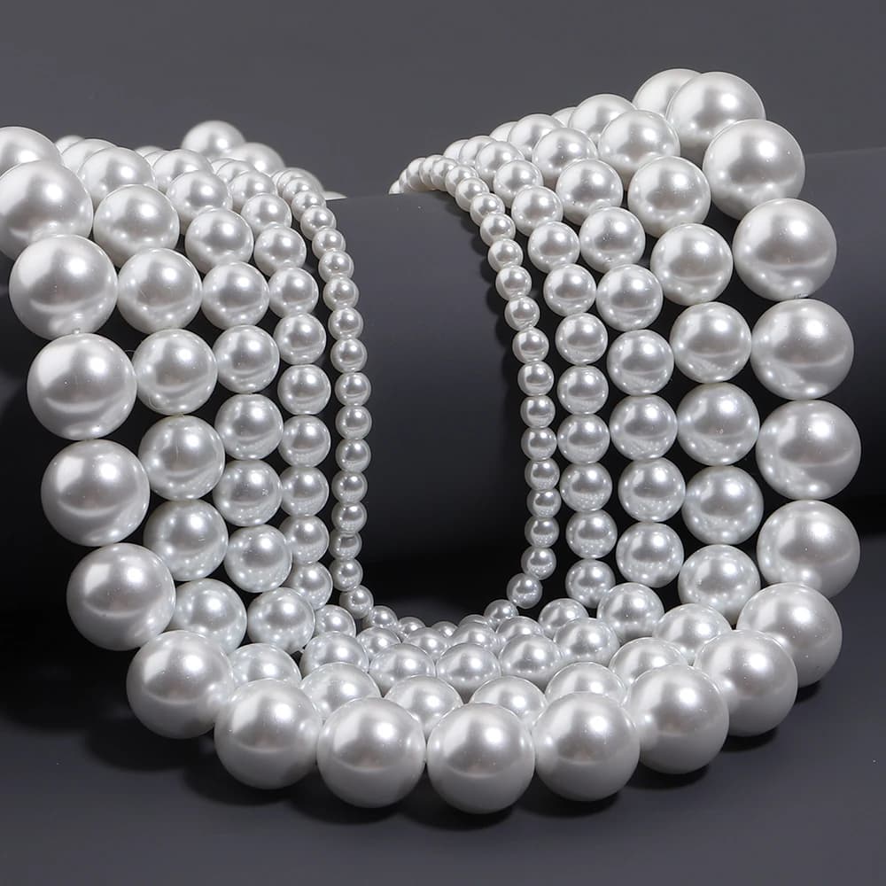 4/6/8/10/12mm White Imitation Pearl Round Beads Glass Beads Smooth Loose Spacer Glass Bead For DIY Necklace Jewelry Wholesale