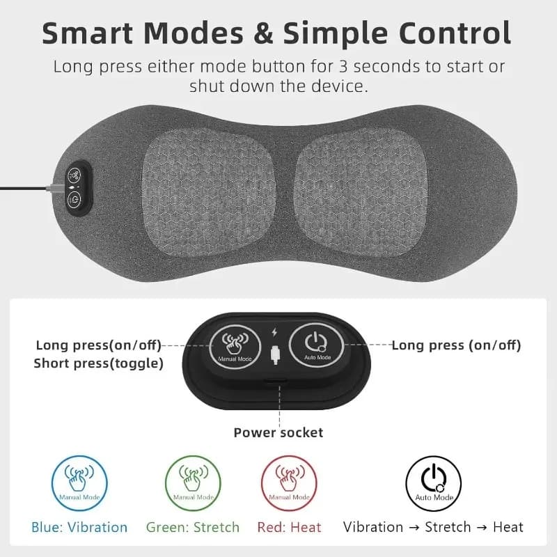 Spine Triple Fusion Back Massager,Lumbar Massager Support Pillow Adjustable Height for Bed and Chair for Relief Deep Tissue