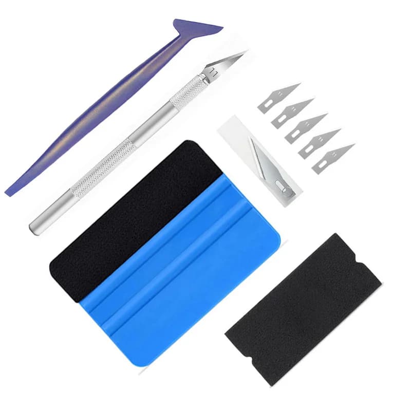 Kit di strumenti per avvolgimento in vinile per auto aggiornato, raschietto in feltro per vetri automatici, raschietto per pellicole, veicoli, spatola per vinile, taglierina artigianale, accessori per auto
