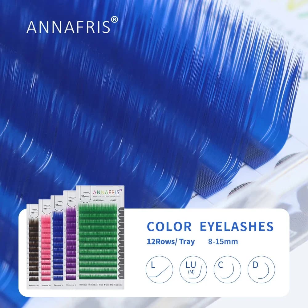 ANNAFRIS individual colored eyelash extension C D Curl Russian volume 8-15mm blend length fake natural color fake eyelashes color