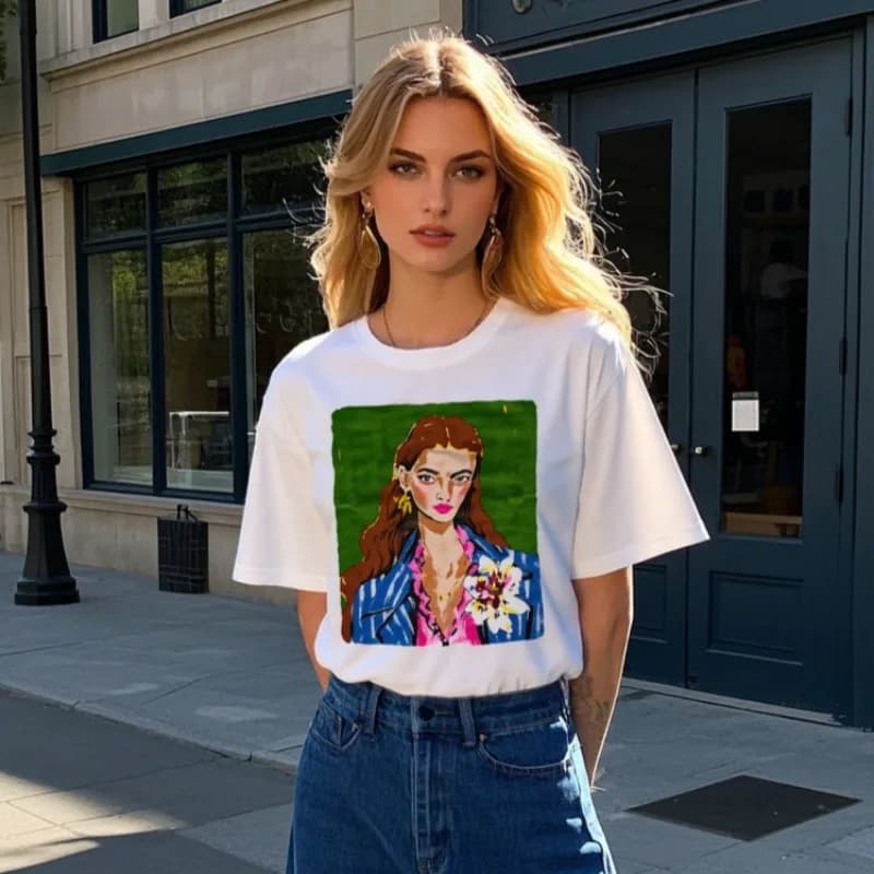 T-shirt in cotone 100% donna O-Collo Harajuku Y2k T-shirt estive stampate casual alla moda Donna 2025 T-shirt a maniche corte