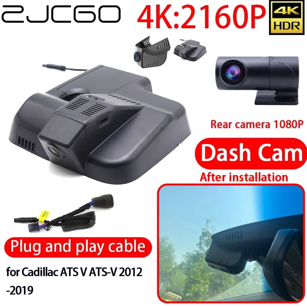 ZJCGO Dash Cam 4K DVR WiFi Front 2160P Rear with Sony lens, Car Camera with 24h Monitor Video Recorder for Cadillac ATS V ATS-V 2012-2019