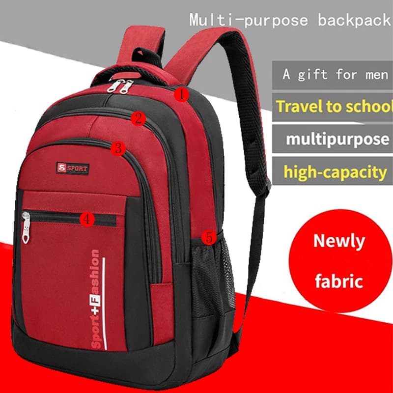 Zaino stile neutro per uomo e donna, adatto per zaini scolastici per studenti, realizzato in materiale di nylon, con tasche multiple.