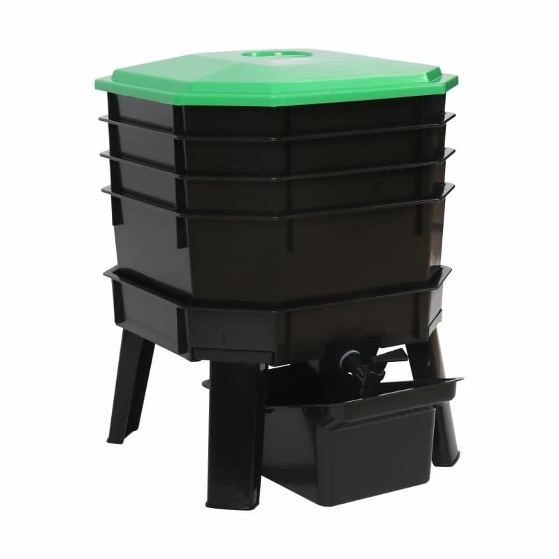 Composter a Vermicompostaggio per Riciclo Rifiuti Cucina, Contenitore per Vermicompostaggio da Esterno Grande Capacità per Terreno Organico e Fertilizzante