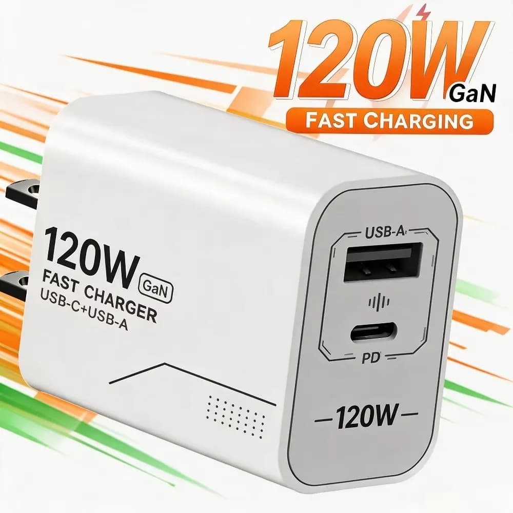 PD120W Charger GaN 2-Port Fast Charging Charger Type C High Speed Charge Mobile Phone Wall Adapter For Phone EU/US Pulg Charger
