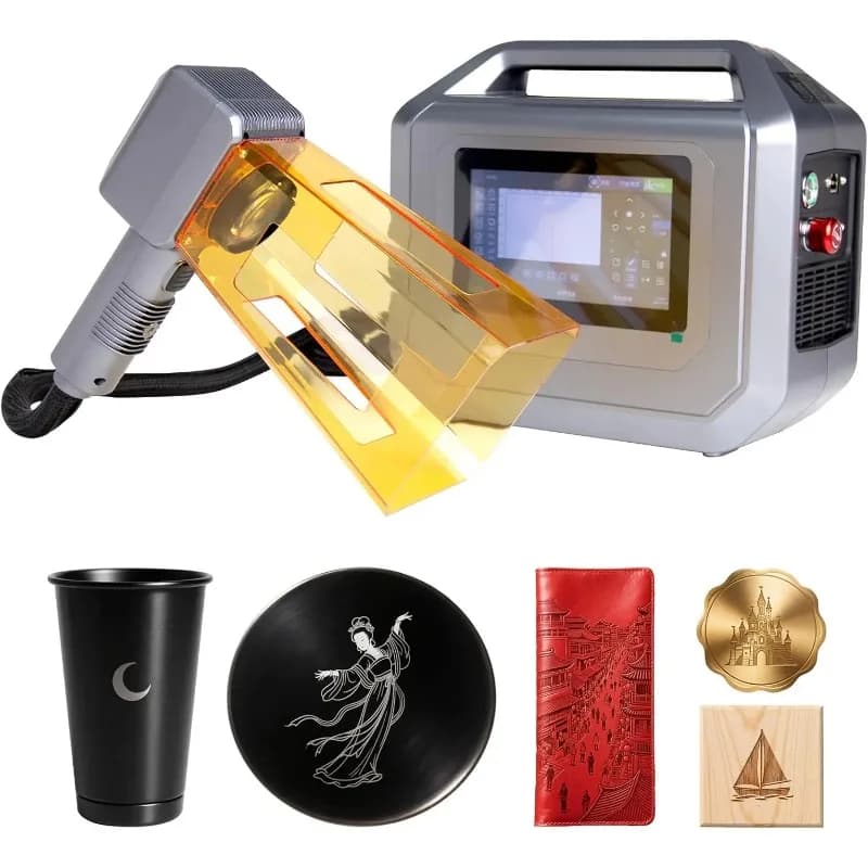 Portable 20W Fiber Laser Engraver，Handheld Laser Marking Machine with 100 * 100mm Lens, Battery Operation