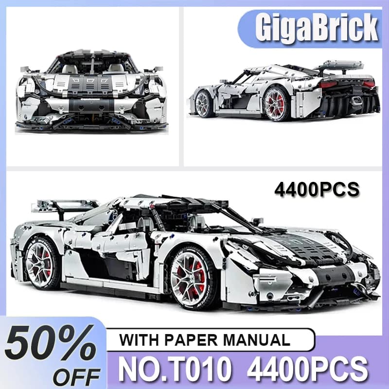 MOC T010 Technical Limited Edition Silver Hypercar Model Building Blocks Bricks Educational Puzzle DIY Toys Birthday Gifts Kids