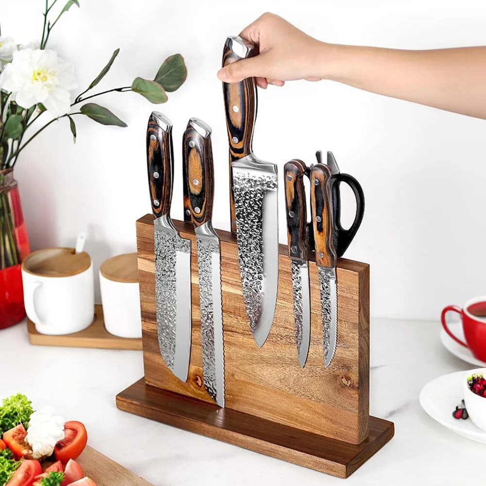 Magnetic Knife Holder in Wood, Universal Knife Holder, Kitchen Display, Multifunctional Organizer