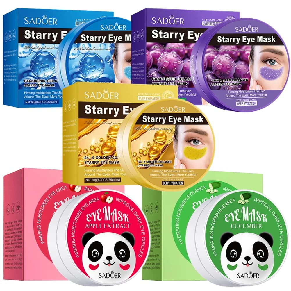 Mask for Eyes 60pz with Hyaluronic Acid, Gold, Algae and Black Pearl, Patch Eyes for Eyes and Hydratation