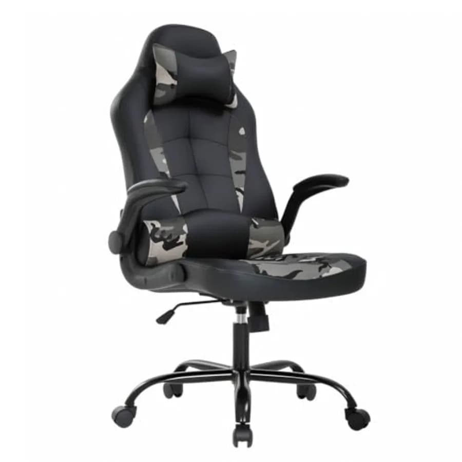 Sedia da Gaming per PC, Sedia da Ufficio Ergonomica, Sedia da Scrivania in Pelle PU, Sedia Girevole Direzionale con Supporto Lombare