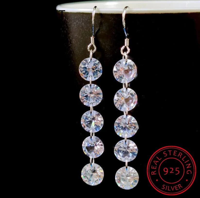 1CT Moissanite Orecchini pendenti lunghi per le donne Argento sterling 925 Brillante Lab Diamante Spose Damigella d'onore Orecchini pendenti Brincos