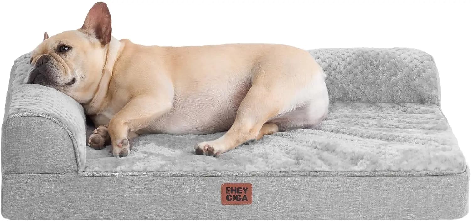 Cuccia Ortopedica Media per Cani con Memory Foam, Rivestimento Lavabile, Impermeabile e Antiscivolo, Grigio 30x20x6