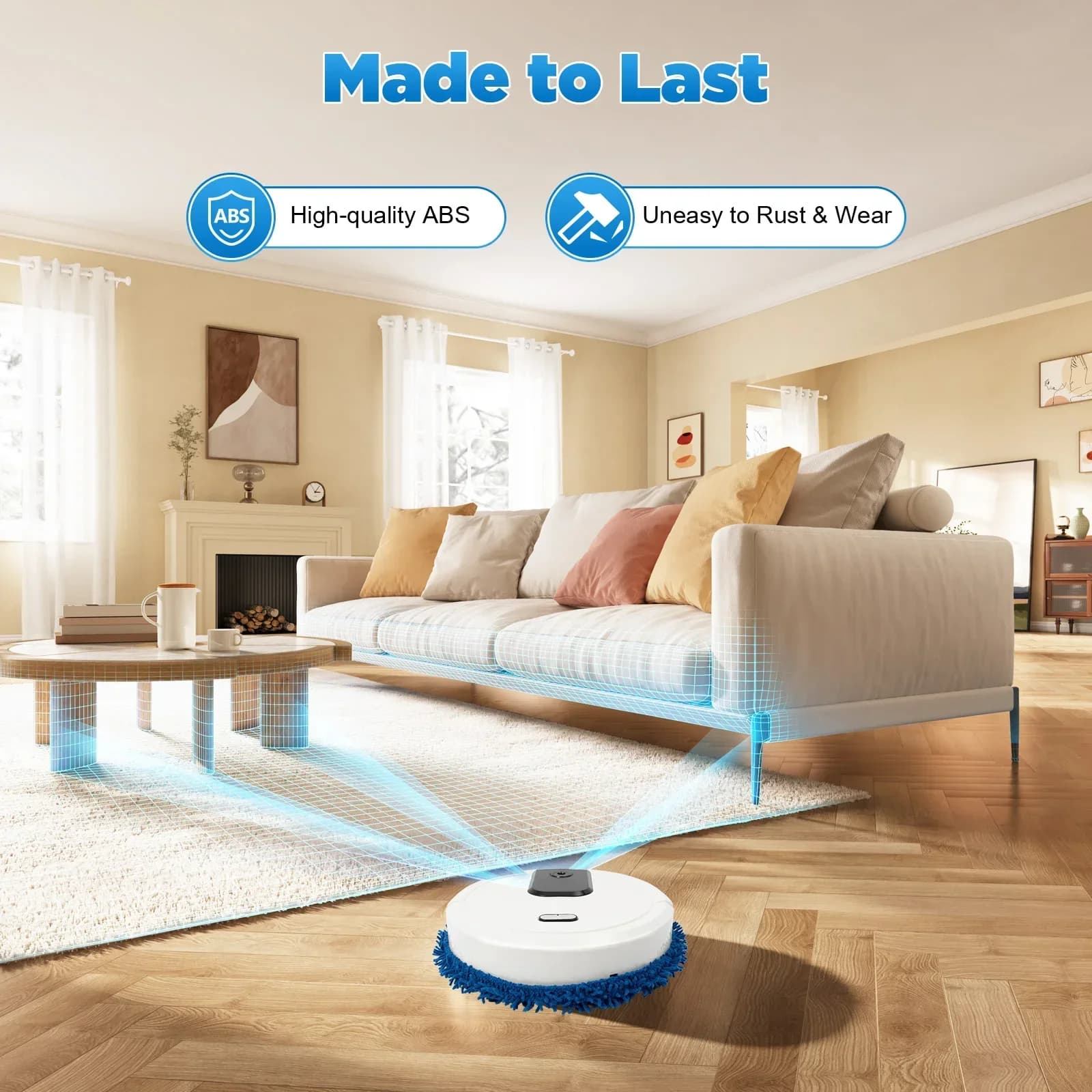 Mop robot di pulizia da 60 minuti 360 ° Detergente per salviette Full-Surround Spazzare, con base autosvuotante, bagnato e asciutto disponibili