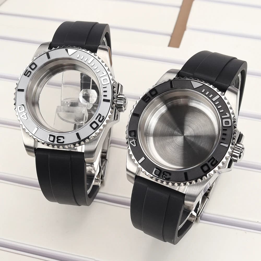 Casse per Orologi da Uomo 40mm 20ATM con Cinturino in Gomma e Vetro Zaffiro per YACHT NH35 NH36 NH34 4R 7S26 Miyota 8215 ETA2824, Parti per Orologi Automatici